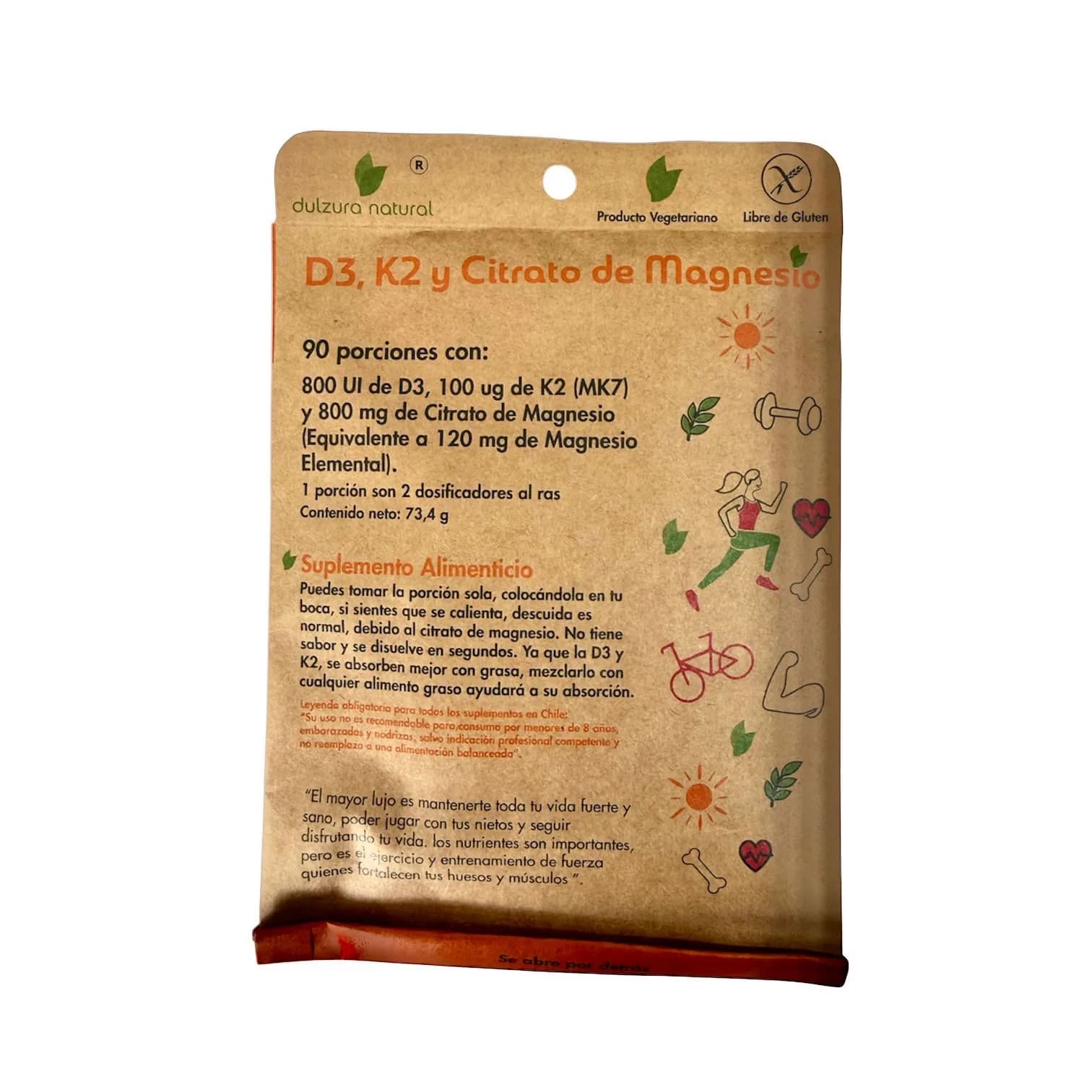 Vitamina D3, K2 y Magnesio 90 porciones