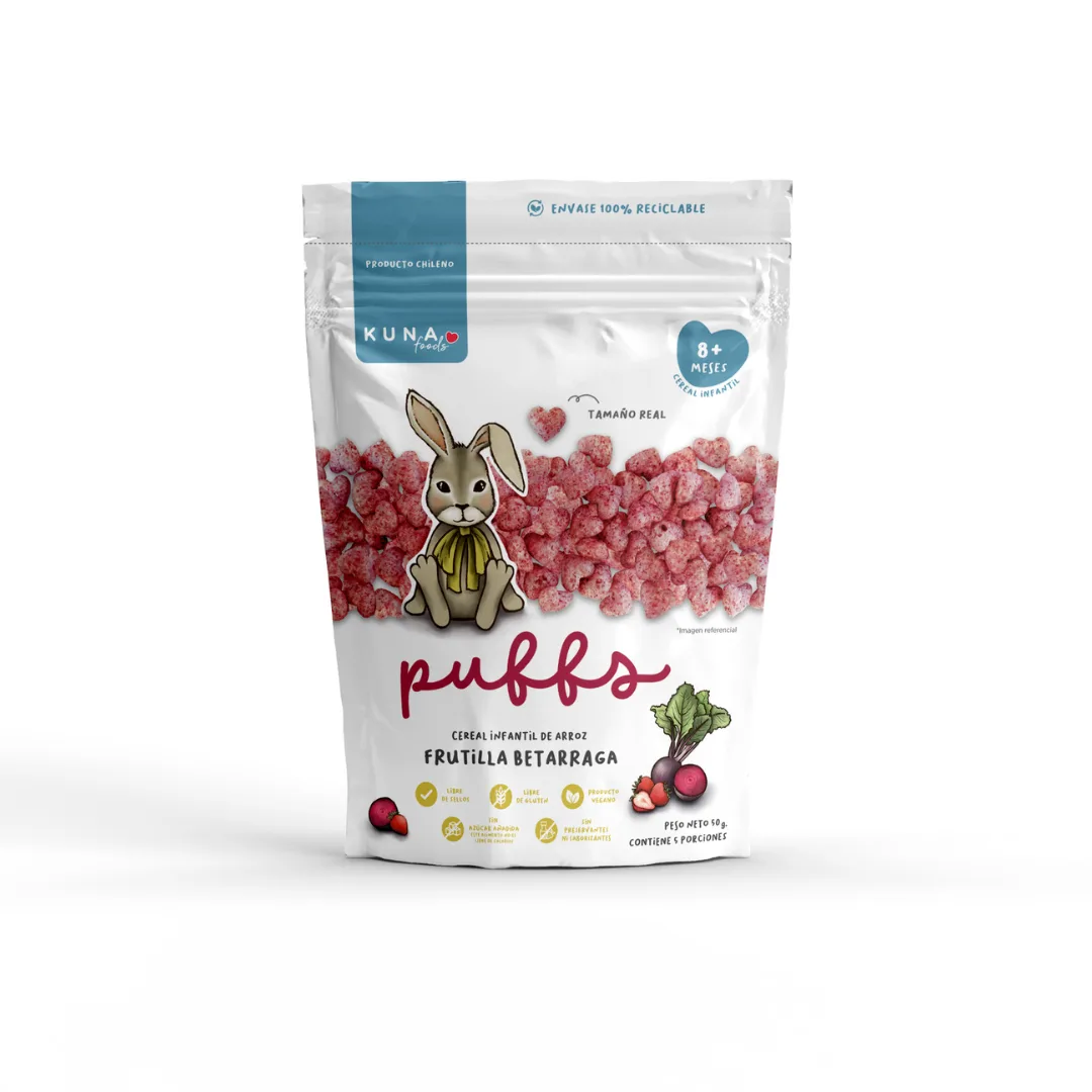 Cereal Infantil de Arroz Frutilla Betarraga Sin Gluten 50 Gramos Vegano
