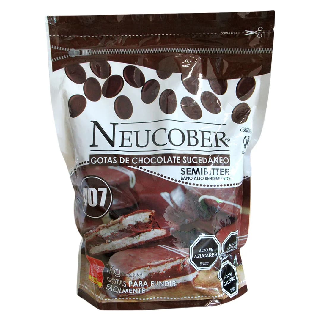 Gotas de Chocolate Sucedaneo Semibitter baño Alto Rendimiento Sin Gluten 1 kg
