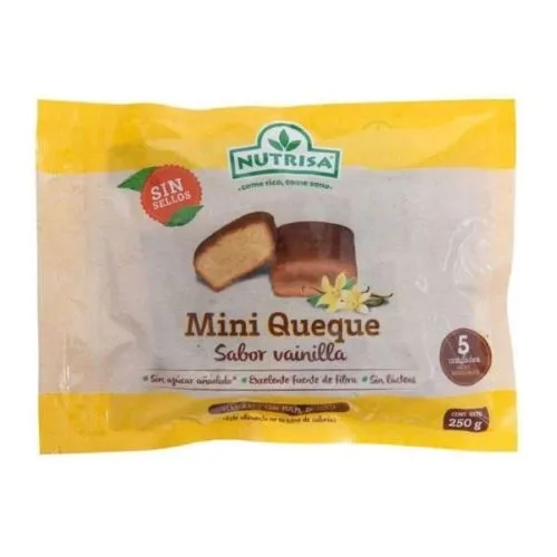 Mini Queque Sabor Vainilla de Avena y Coco sin azúcar sin lácteos 5 unidades 200 grs