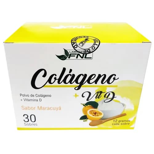 Colágeno en Polvo Maracuyá + Vitamina D 30 sobres de 12 gr c/u