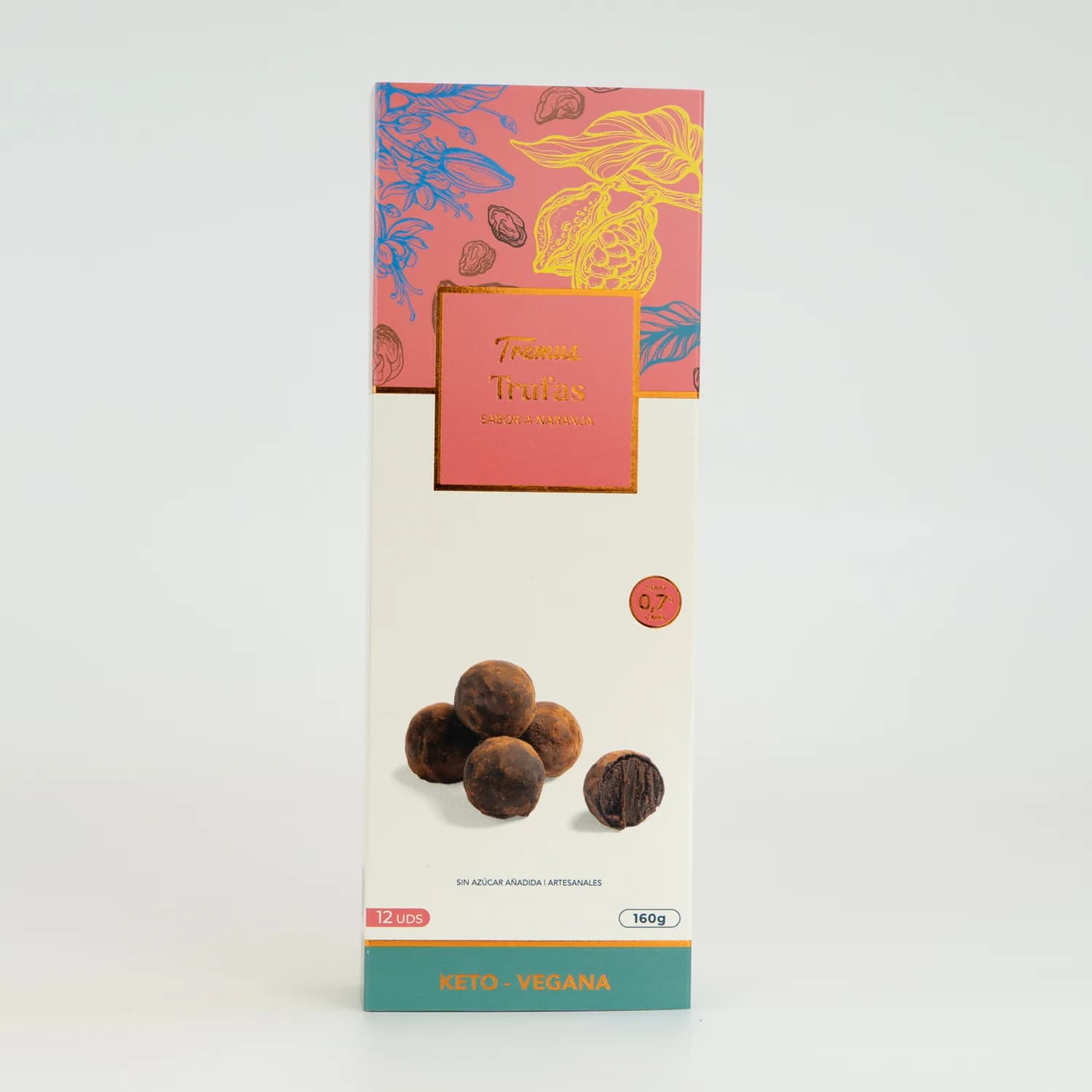Trufas Sabor Naranja Keto, Veganas, Sin Azúcar Añadida, 160 g