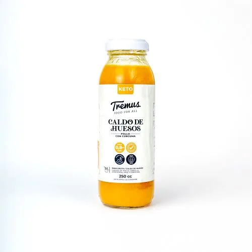 Caldo de Huesos de Pollo con Cúrcuma, Keto, 250 ml
