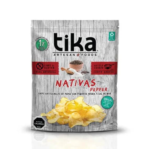 Chips de Papas con Pimienta Negra y Sal de Mar Nativas Pepper 180 grs
