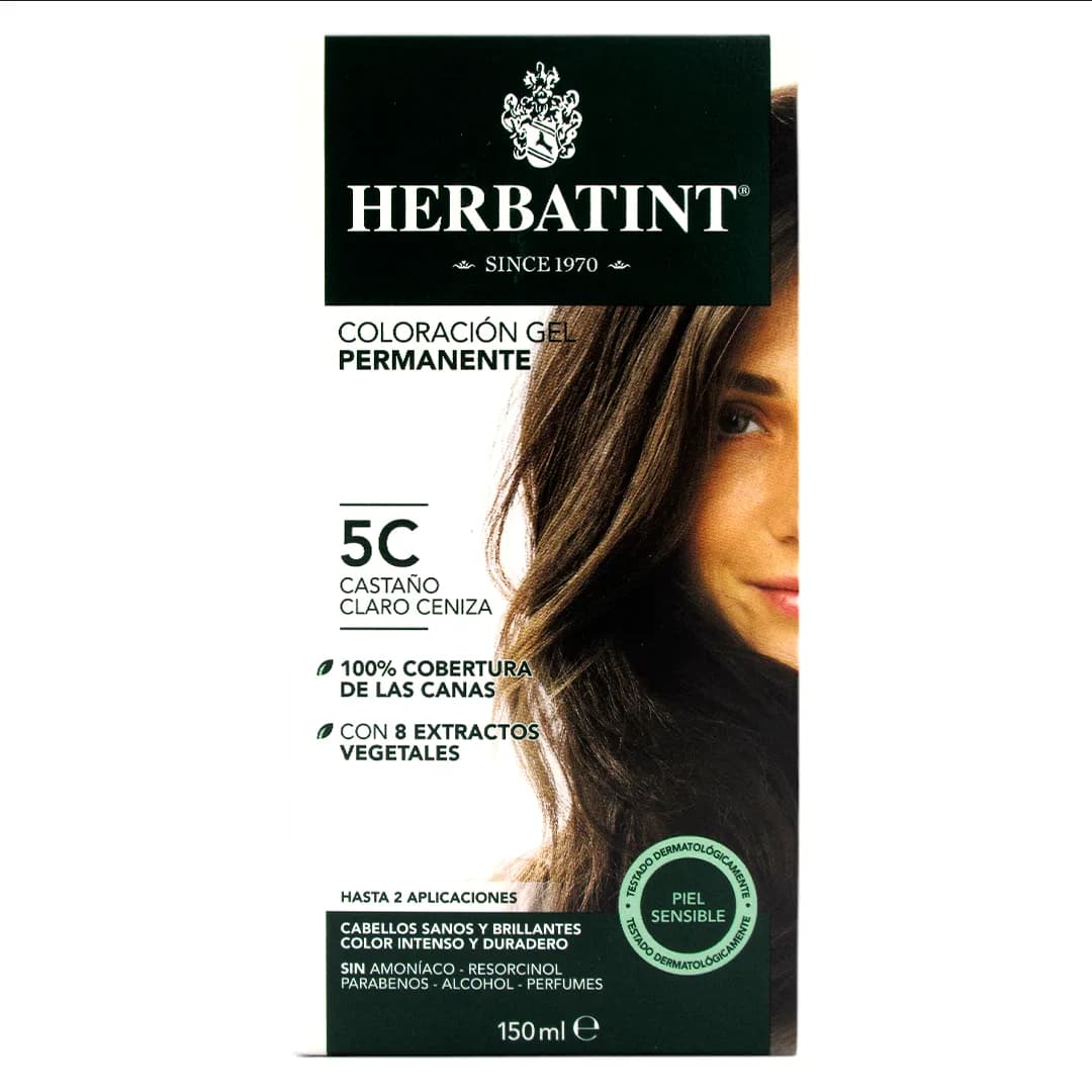 Tinte Gel Vegetal 5C Cabello Castaño Claro Ceniza sin amoniaco170 ml
