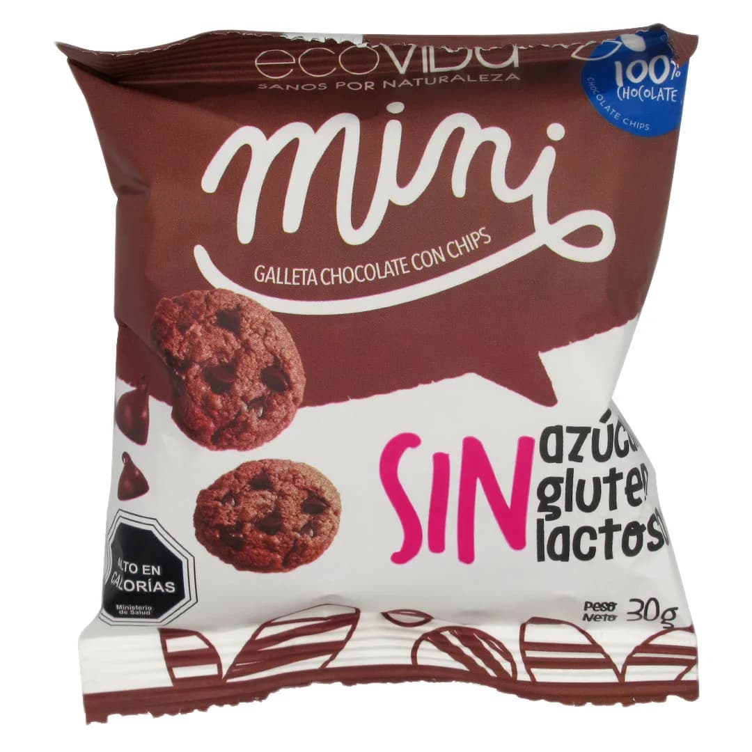 Mini Galletas Chocolate con Chips Vegana Sin AzúcarSin Gluten 30 grs