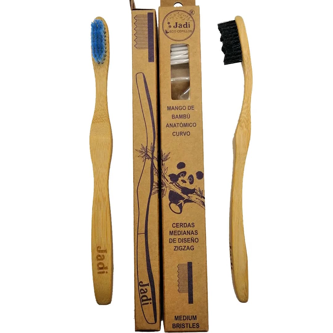 Cepillo de Ortodoncia con mango de Bambu Anatomico Rectangular + 8 Años cerdas medianas