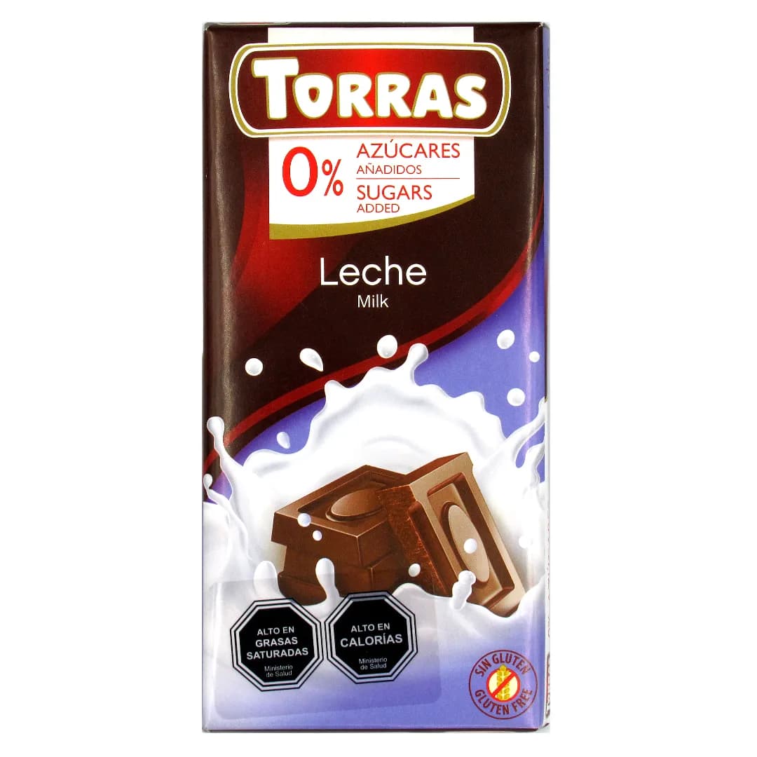 Barra de Chocolate con Leche Sin Azúcar Añadida Sin Gluten 75 grs