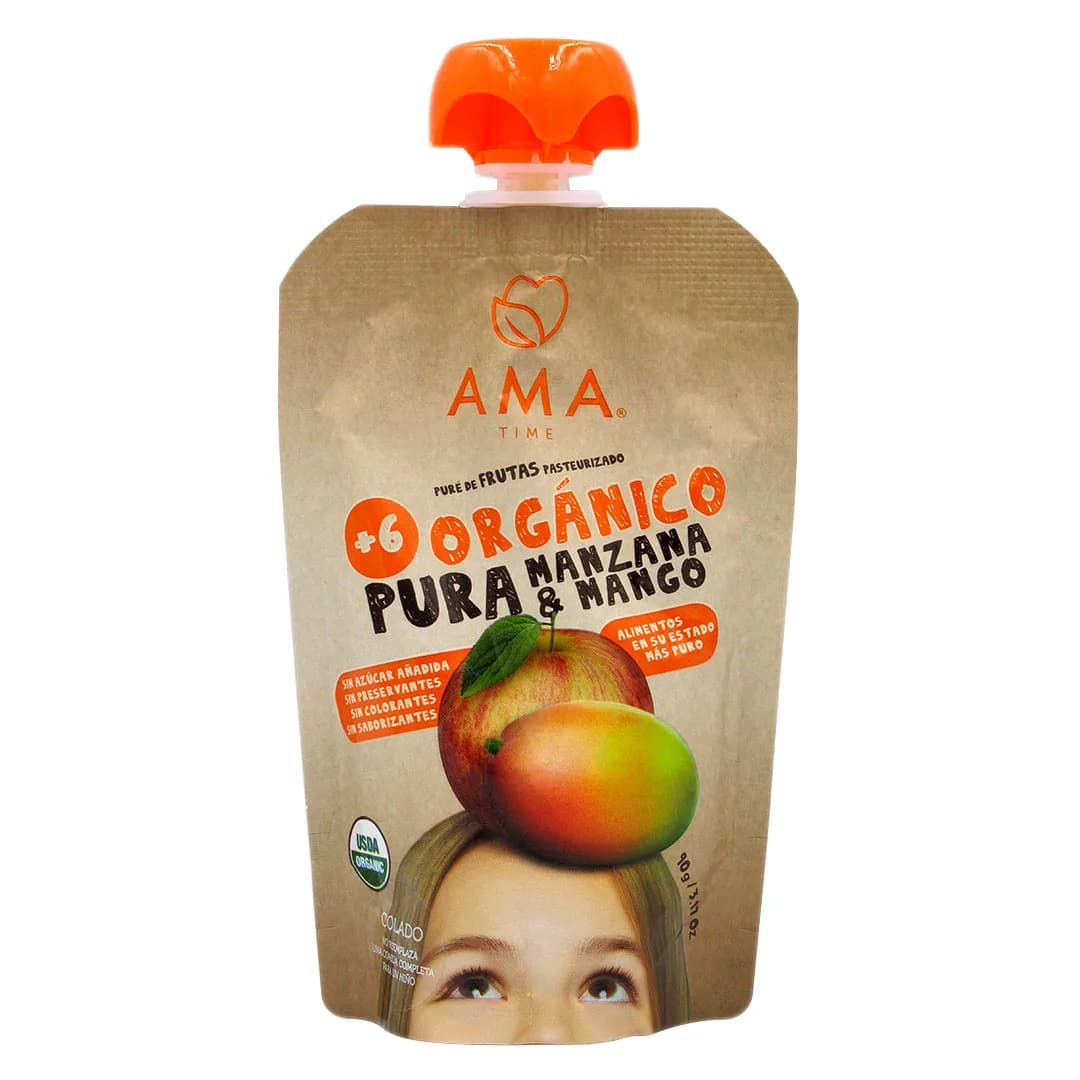 Pure de Fruta Orgánico Sabor Manzana Mango 90 gr