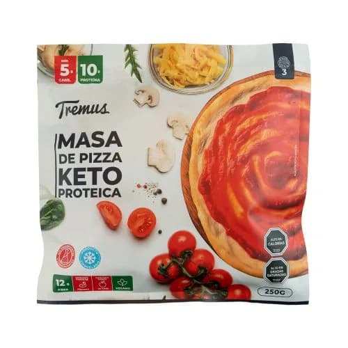 Pack 3 Unidades de Masa de Pizza Keto, Proteica y Vegana, 250 g