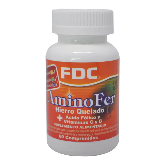 Hierro Quelado + Ácido Fólico + Vit. C y B AMINOFER 60 comprimidos