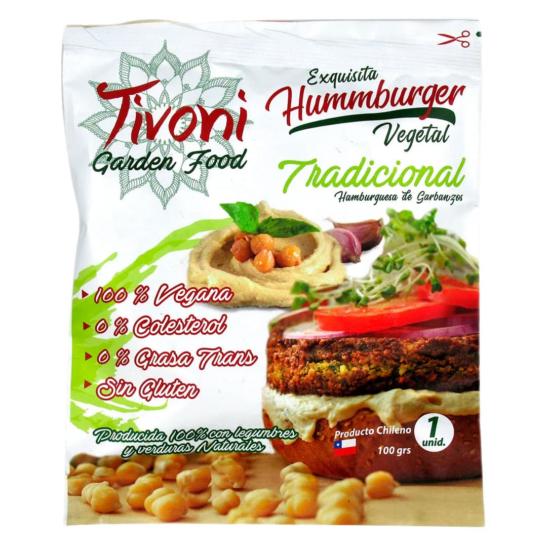 Hamburguesa Vegana Tradicional de Garbanzos Sin Glúten 1 Und 100grs