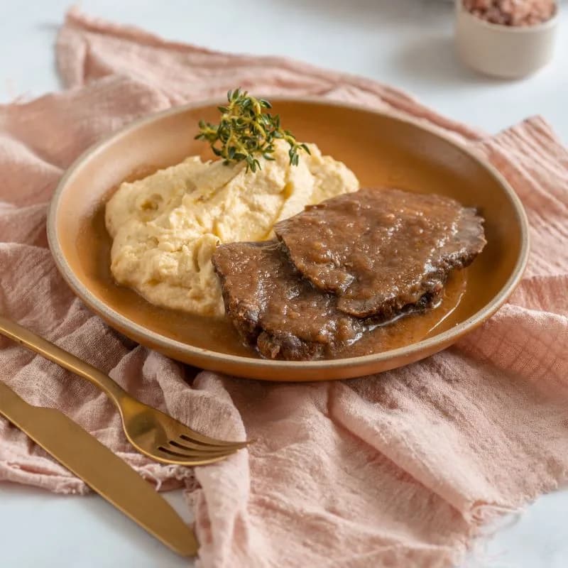 Carne de Vacuno Braseada con Puré Keto.