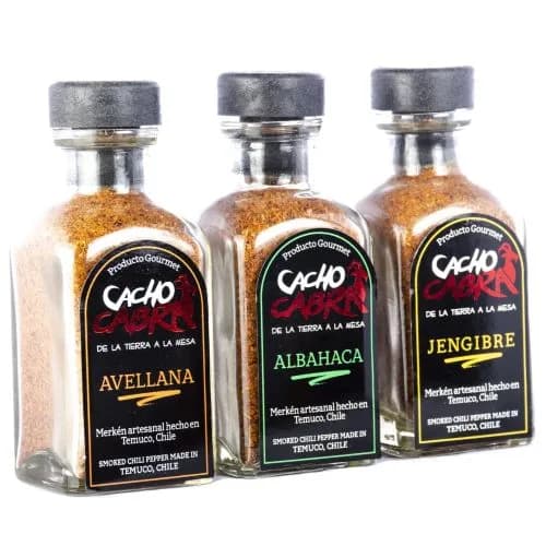 Kit 3 Merkén Artesanal Gourmet Avellana, Jengibre y Almendra