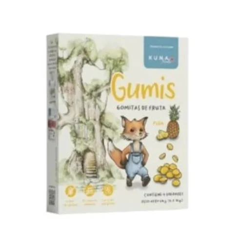 Gomitas de Fruta Sabor Piña libre de gluten sin Azúcar libre de alergenos 64gr.