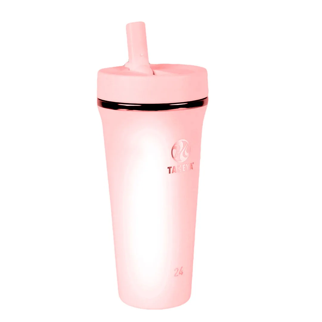 Vaso con Bombilla Antigoteo Rosa Blush 700 ml