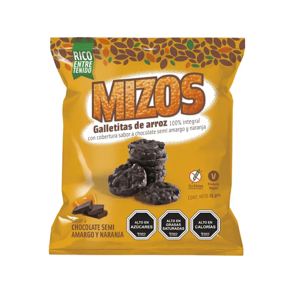Galletas de arroz Sabor Chocolate Naranja 25 grs