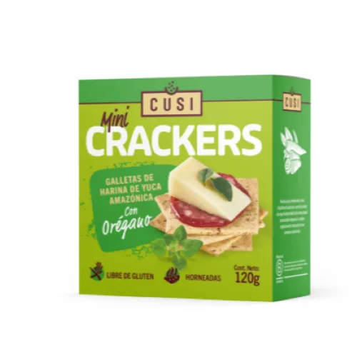 Mini Crackers con Harina de Yuca Sabor Orégano Sin gluten 120 gr