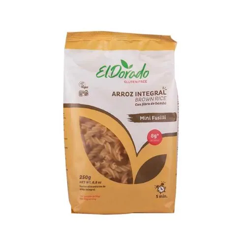 Pasta de Arroz Integral sin gluten Vegana mini fusilli 250 Gr