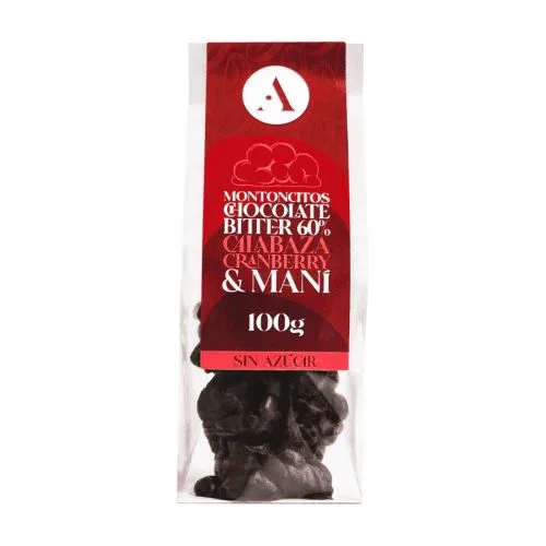 Montoncito Choco Bit. 60%,Calabaza,Cramberry y Maní Cubierto de Chocolate 100grs