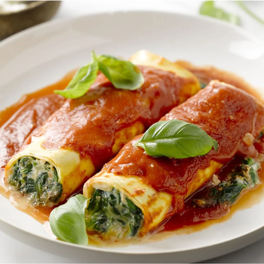 Canelón de Espinaca con Bechamel y Pomodoro, Keto, Vegetariano, 290 g
