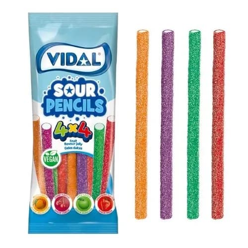 Gomitas Pencils 4×4 Fruit & Veggie Vegano Sin Gluten 90 gr