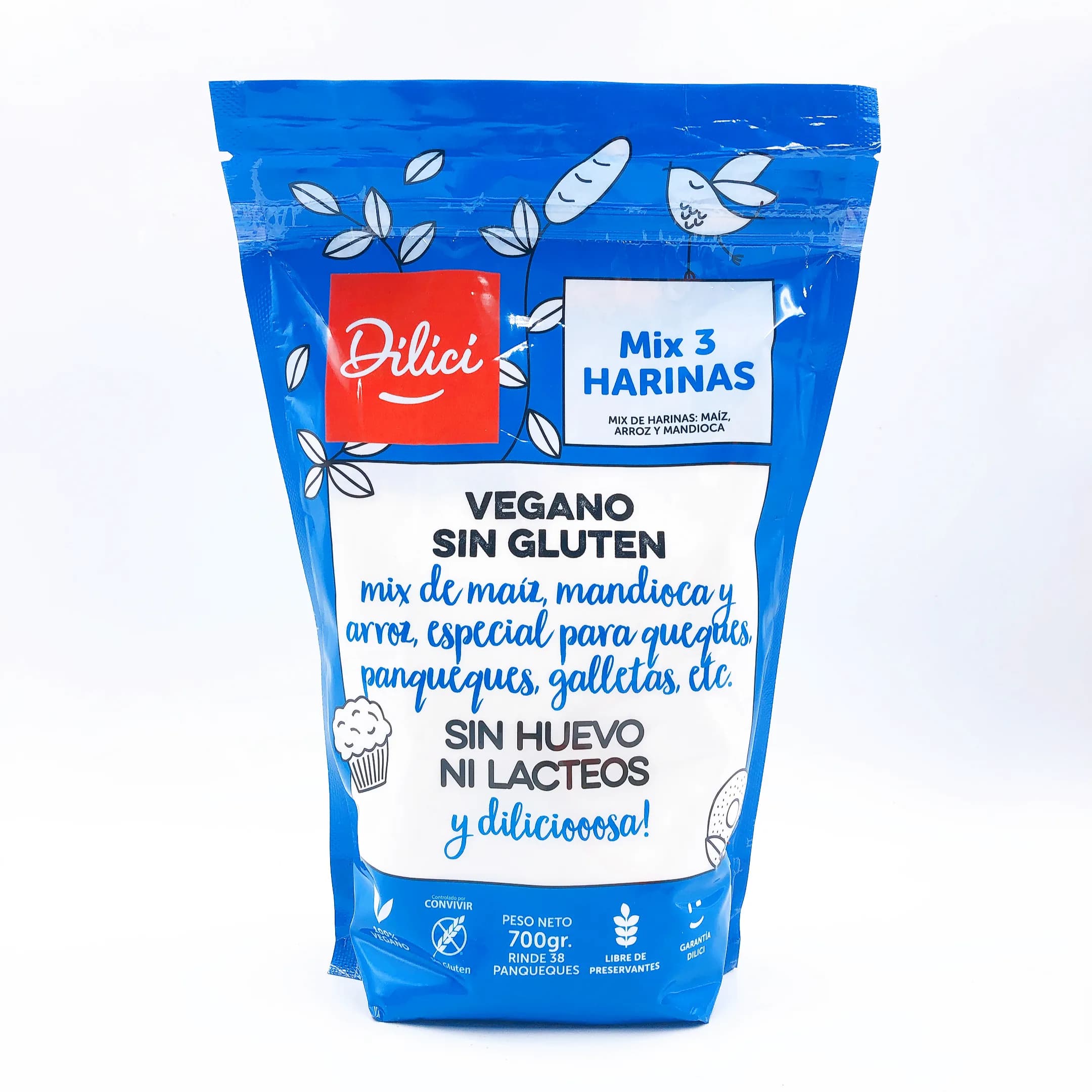 Mix de 3 Harinas: Maíz Mandioca y Arroz Vegana y Sin Gluten700 grs