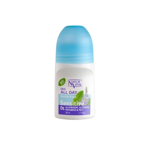 Desodorante Roll On Sensitive de Salvia Libre de Aluminio y Alcohol 50 ml