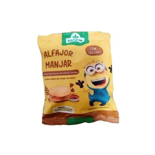 Alfajor Relleno de Manjar sin azúcar sin lácteos 40 grs