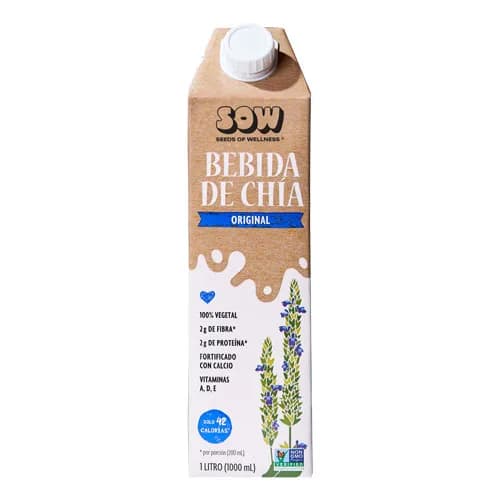 Bebida Vegetal de Chía Sabor Original Fortificado con Calcio y Vitaminas A D E 1 LT