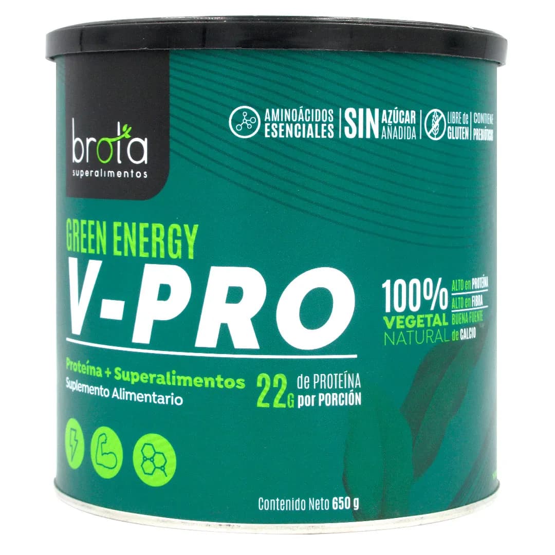 Green Energy V-Pro Proteína Vegana + Superalimentos Libre de Gluten Sin Azúcar 650 gr