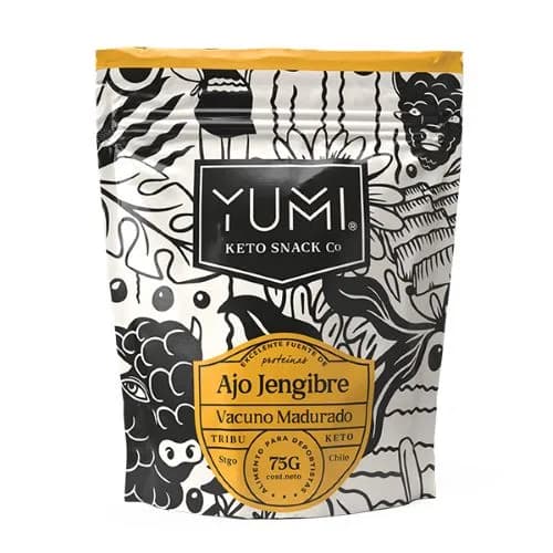 Snack Keto de Carne de Vacuno Sabor Ajo Jengibre 75 grs