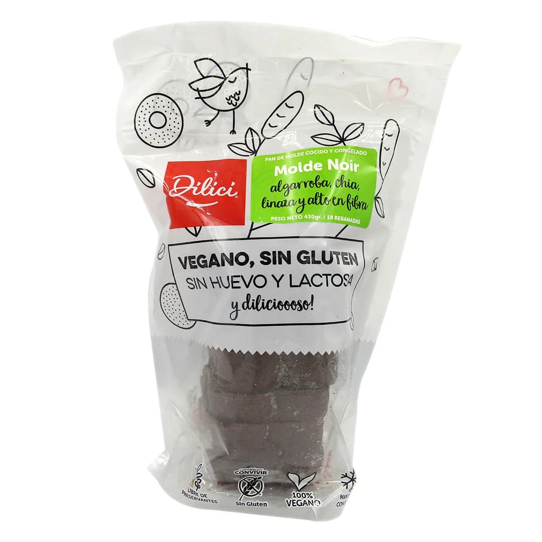 Pan de Molde Noir (Algarroba Chía y Linaza) Sin Gluten 430 grs