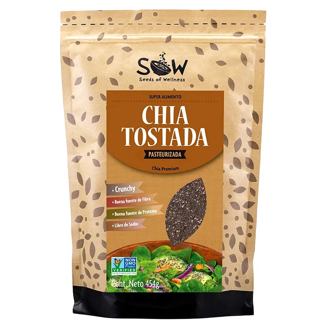 Semilla de Chía Tostada y Pasteurizada Sin Gluten 454 grs