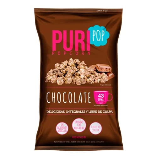 Pop Corn Libre de Gluten y Vegano Sabor Chocolate Tamaño Familiar 210 grs