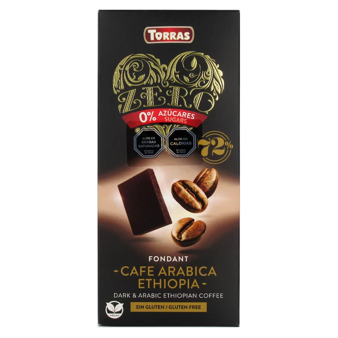 Barra de Chocolate 72% de Cacao Zero Con Café sin Azúcar Anadida y sin gluten 100 grs