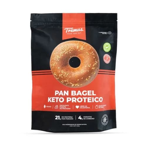 Pan Bagel Keto Proteico, Vegano, 4 Unidades, 260 g