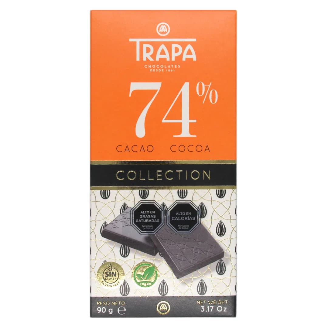 Barra de Chocolate 74% Cacao Collection Sin Gluten Vegano 80 gr