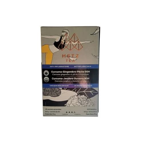 Té Negro Orgánico Sabor Cúrcuma - Jengibre y Durazno 25 Sobres 75 gr