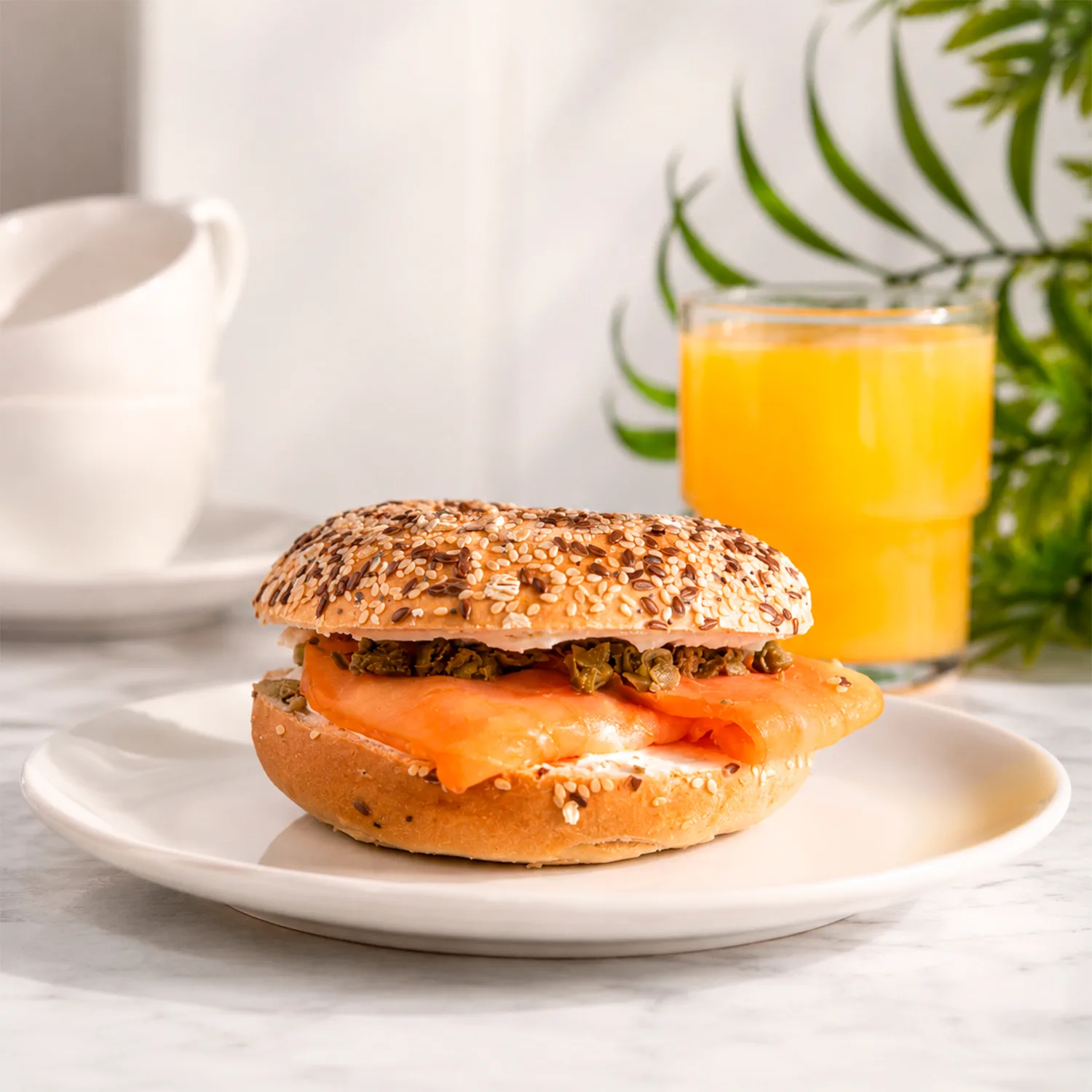 Bagel Salmón Queso Crema y Alcaparra
