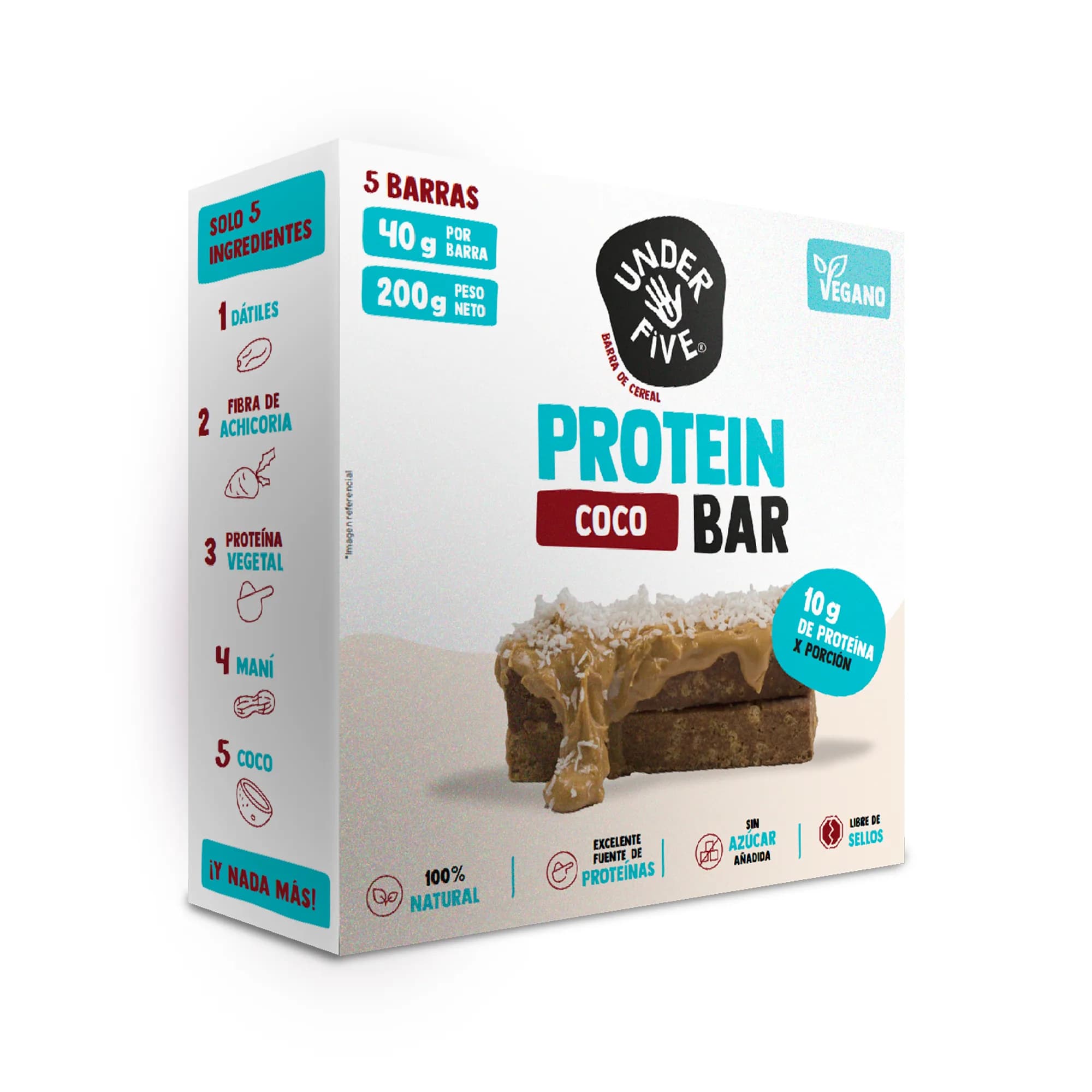 Pack 5 Barras Vegana Coco Sin Azúcar 200gr