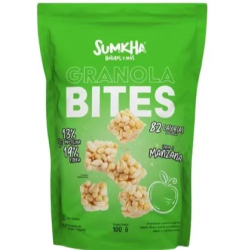 Granola Bites 13 gr de Proteína Sabor Manzana Verde 100 gr Libre de Gluten