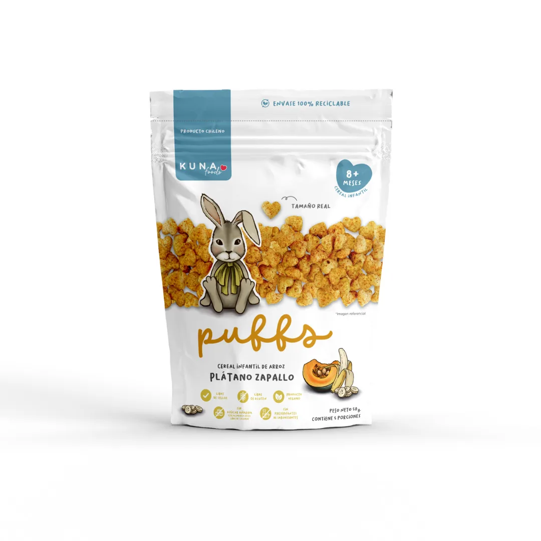 Cereal Infantil de Arroz Plátano Zapallo Sin Gluten 50 Gramos Vegano