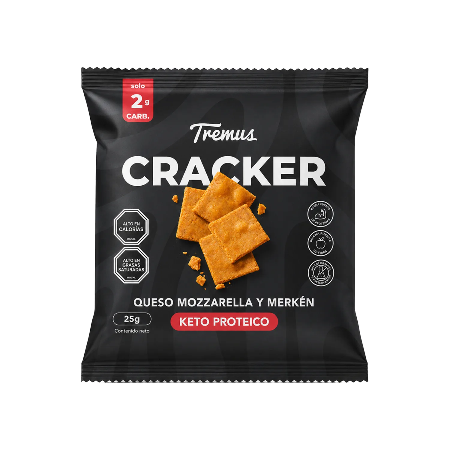 Cracker Queso Mozarella y Merkén, Keto Proteico, 25 g