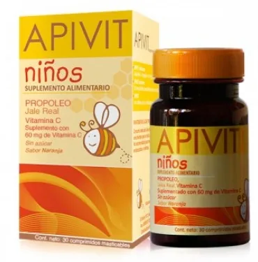Apivit Infantil Estimulante Natural para las Defensas 30 comprimidos masticables