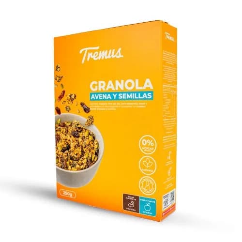 Granola de Avena y Semillas sin Azúcar Añadida Vegana, 250 g