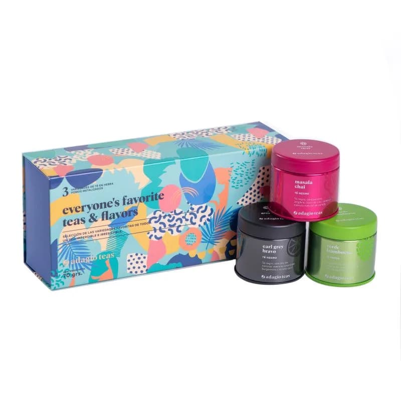 Trio Variedades Té en Hebras pomos metalizados 70 grs