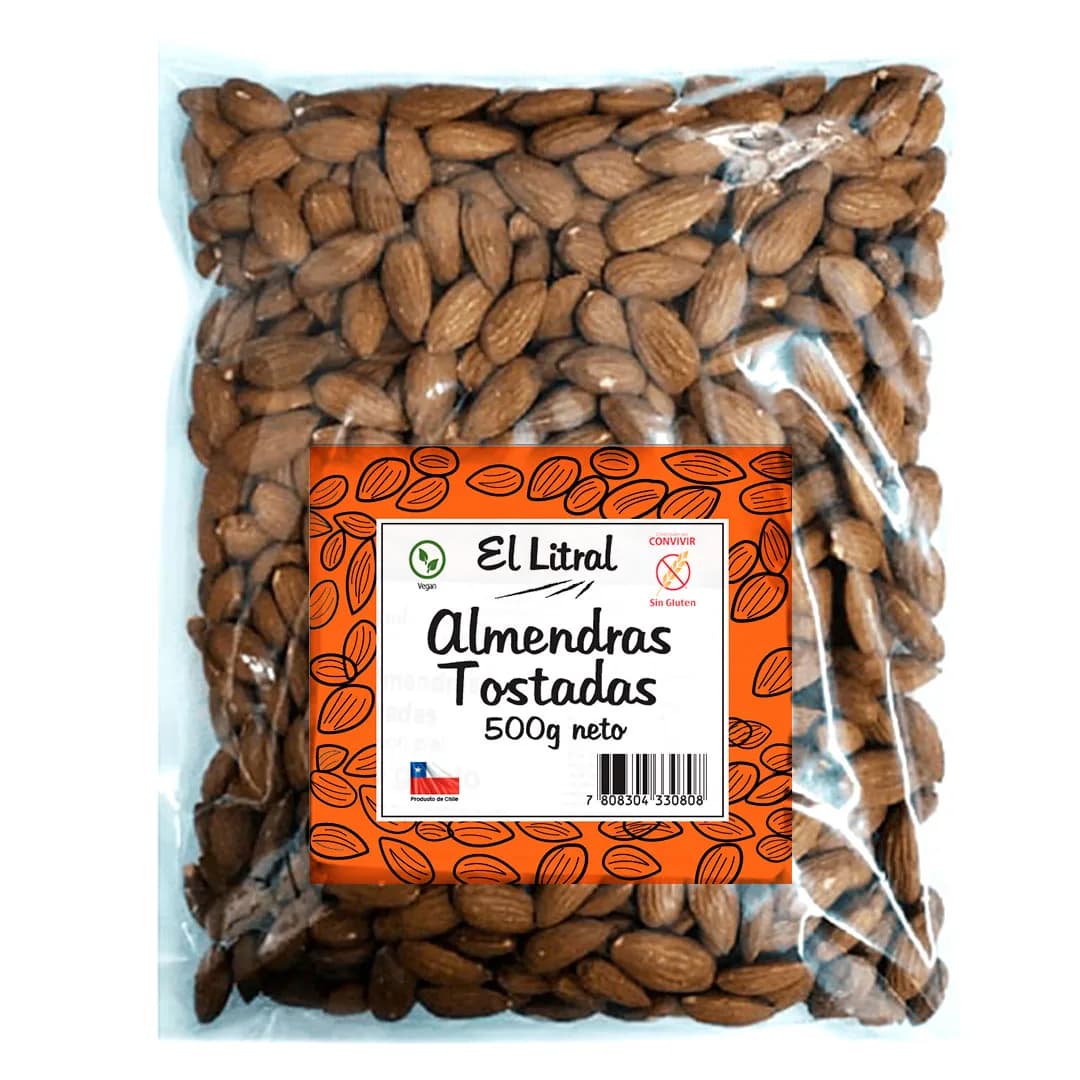 Almendras Tostadas con Piel sin Gluten 500 Grs