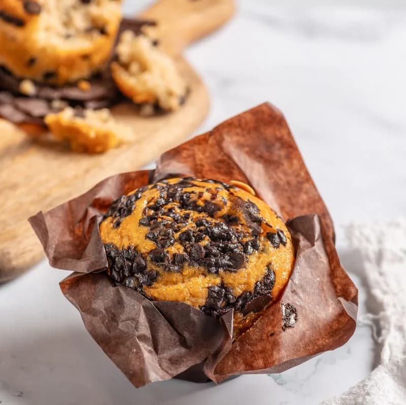 Muffin Vainilla Chips de Chocolate. sin Azúcar. Vegano. 1 Un.