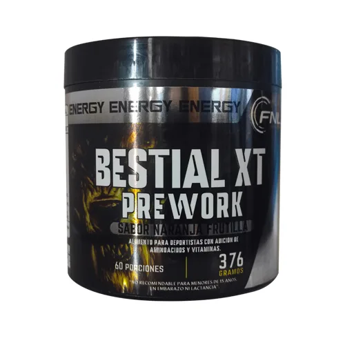Pre entrenamiento «Bestial XT Prework» Sabor Naranja Frutilla, 60 Porciones